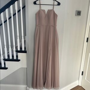 Azazie soft taupe colored Maxi Dress size 6